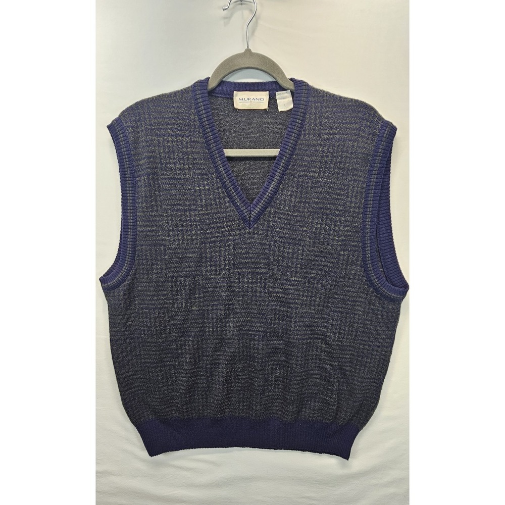 Vintage Murano Sweater Vest Mens Large V Neck Knit‎ Dad Core Academia Preppy